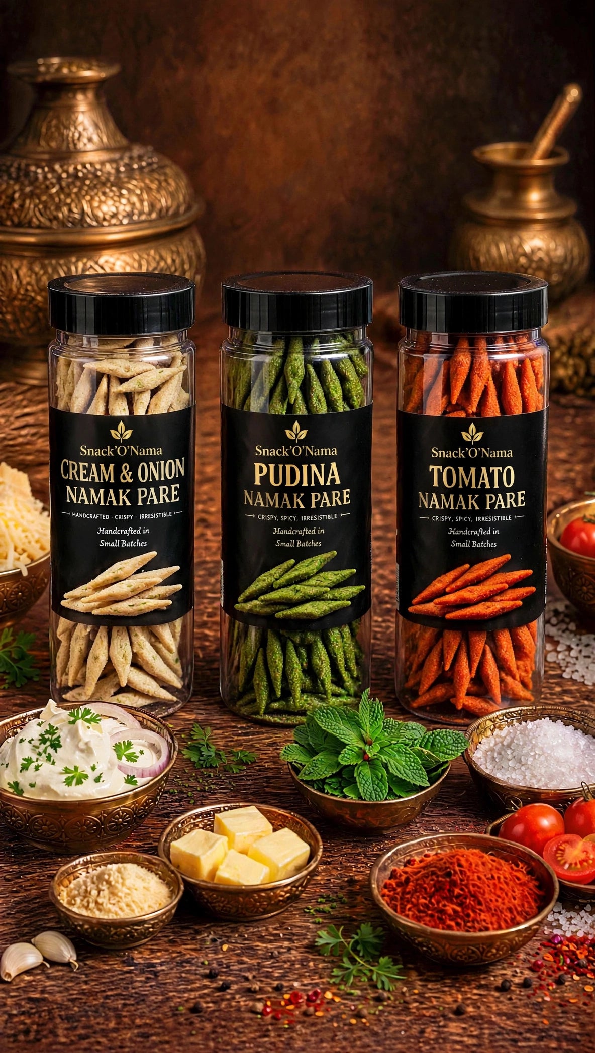 Namak Pare | Cream & Onion | Pudina | Tomato | Trio Combo