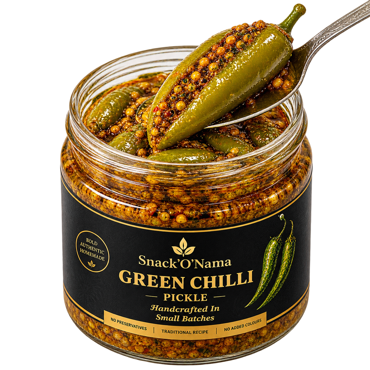 Stuffed green chilli pickle