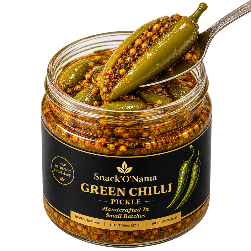 Stuffed green chilli pickle